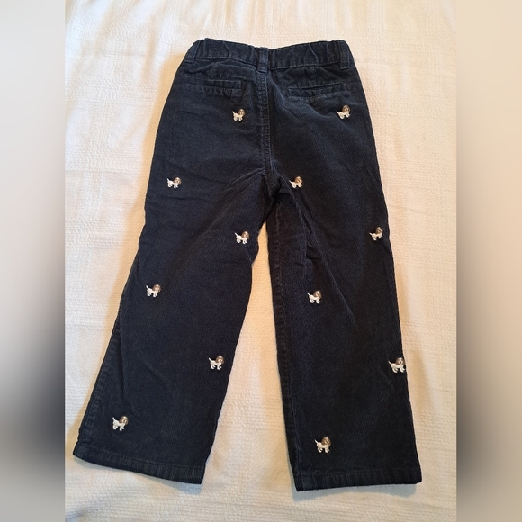 Gymboree boys size 4T blue corduroy pants, adjustable waist, embroidered dogs - Picture 2 of 4